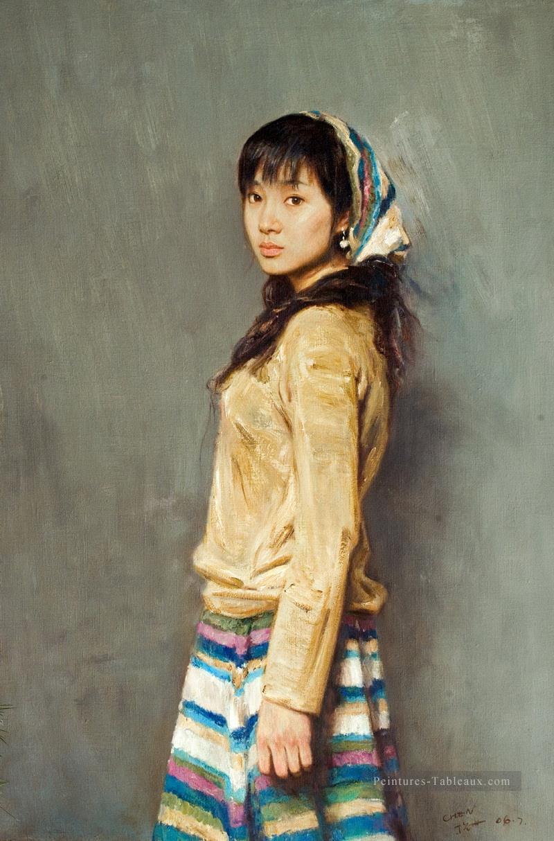 regarder en arrière fille chinoise Peintures à l'huile